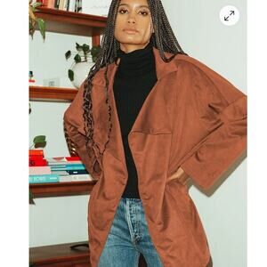 Lulus Lucky Break Camel Suede Oversized Jacket Size XS Fall Western Outerwear